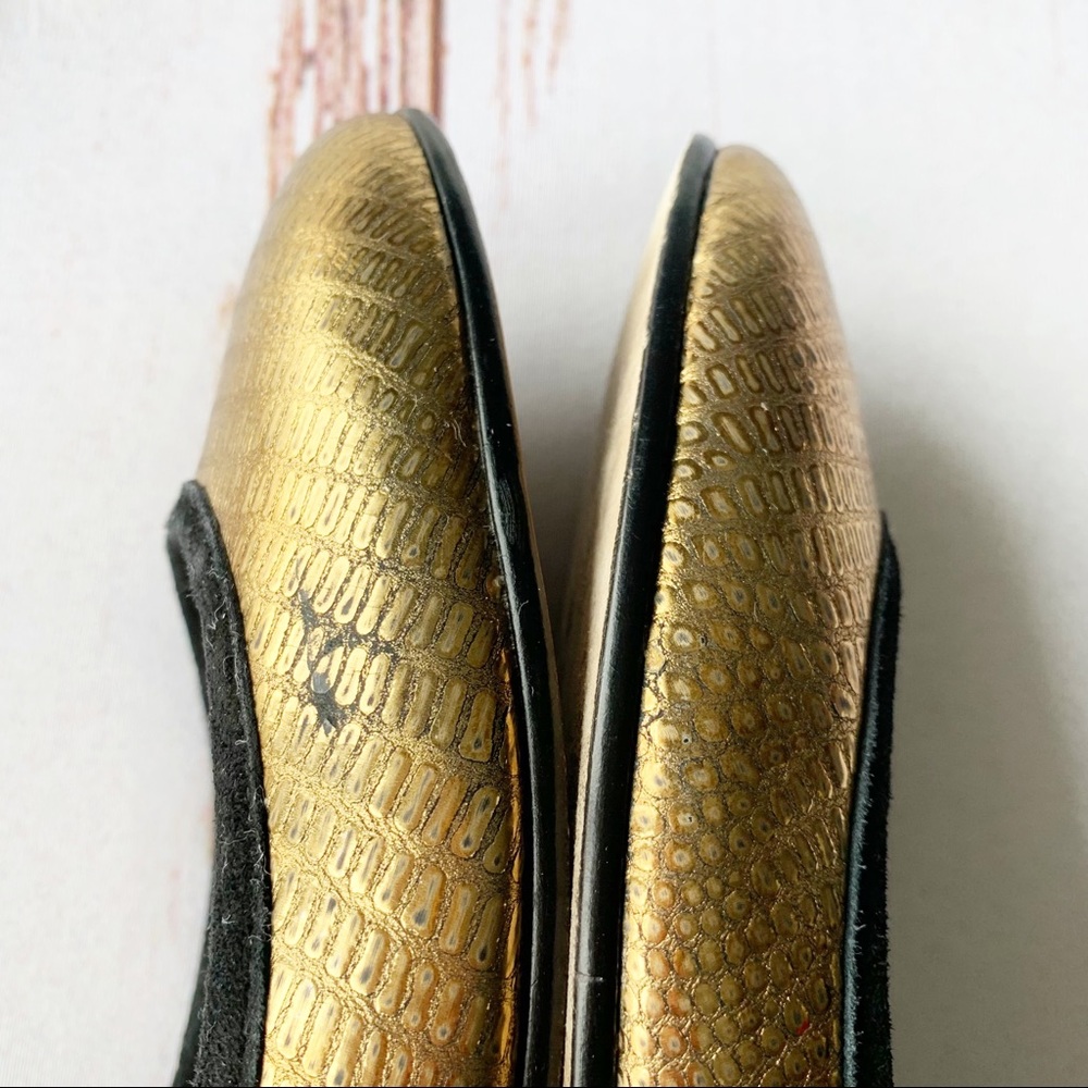 Via Spiga Gold And Black Suede Flats | Size 8.5 M - Picture 7 of 9